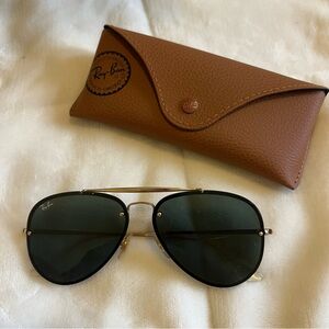 Ray-Ban Gold Frame Sunglasses with Black Lenses